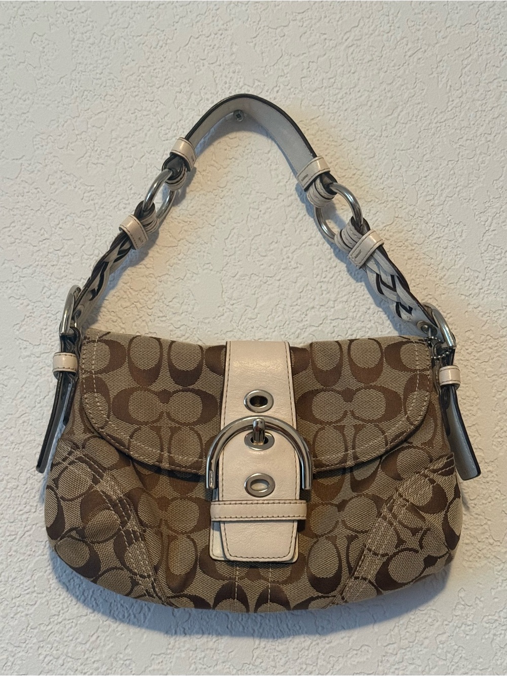 Vintage Coach Carly 10619 Signature Jacquard Hobo Shoulder Bag Y2K